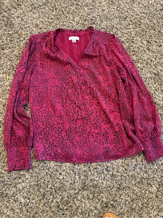 Calvin Klein Tops - Calvin Klein Raspberry Pink Animal-Print V-Neck Blouse